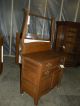 Antique Oak Bedroom Washstand Dresser Commode Furniture 1900-1950 photo 2