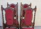 Set Of 4 English Antique Oak Barley Twist Upholstered Chairs. 1900-1950 photo 2