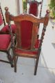 Set Of 4 English Antique Oak Barley Twist Upholstered Chairs. 1900-1950 photo 5