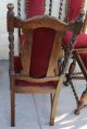 Set Of 4 English Antique Oak Barley Twist Upholstered Chairs. 1900-1950 photo 6