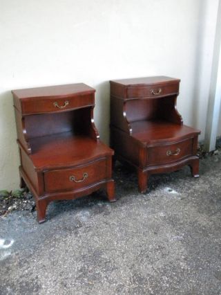 Pair Of Serpentine Mahogany Side / End / Night Tables photo