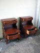 Pair Of Serpentine Mahogany Side / End / Night Tables 1900-1950 photo 4