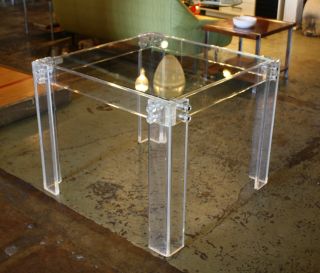 Lucite / Acrylic And Glass Square Dining Table.  Mid - Century Sharpness 6297 photo