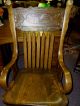 Antique Oak / Ash Office Swivel Chair Bentwood Arms Pressed Back Refinished Usa 1900-1950 photo 2