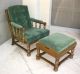 Vintage Ethan Allen Spanish Style Armchair And Ottoman With Green Velvet Post-1950 photo 1