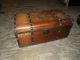 Antique Stagecoach Jenny Lind Wood Trunk With Metal Rivets And Bands 1800 ' S 1900-1950 photo 3