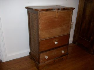 Interesting Hand Carved 19th Century Cabinet Drawers Made From Old Cigar Boxes photo