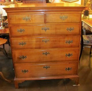 Antique American Chippendale Maple Tall Chest Of Drawers Circa 1770 photo