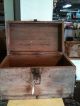 Early Antique Wooden Trunk With Leather Handle 1800-1899 photo 5