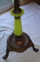 Antique Victorian Art Nouveau Deco Cast Iron Yellow Glass Plant Lamp Smoke Stand Unknown photo 1
