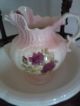 Wood Wooden Stand Pitcher Bowl / Wash Basin Chamberpot Pink Flowers ?antique? Unknown photo 3