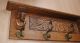 Antique Dutch Carved Wooden Oak Rack Shelf Lion Head 4 Brass Hooks Other photo 2