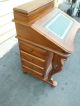 50721 Solid Mahogany Lift Top Desk With Leather Insert Post-1950 photo 8