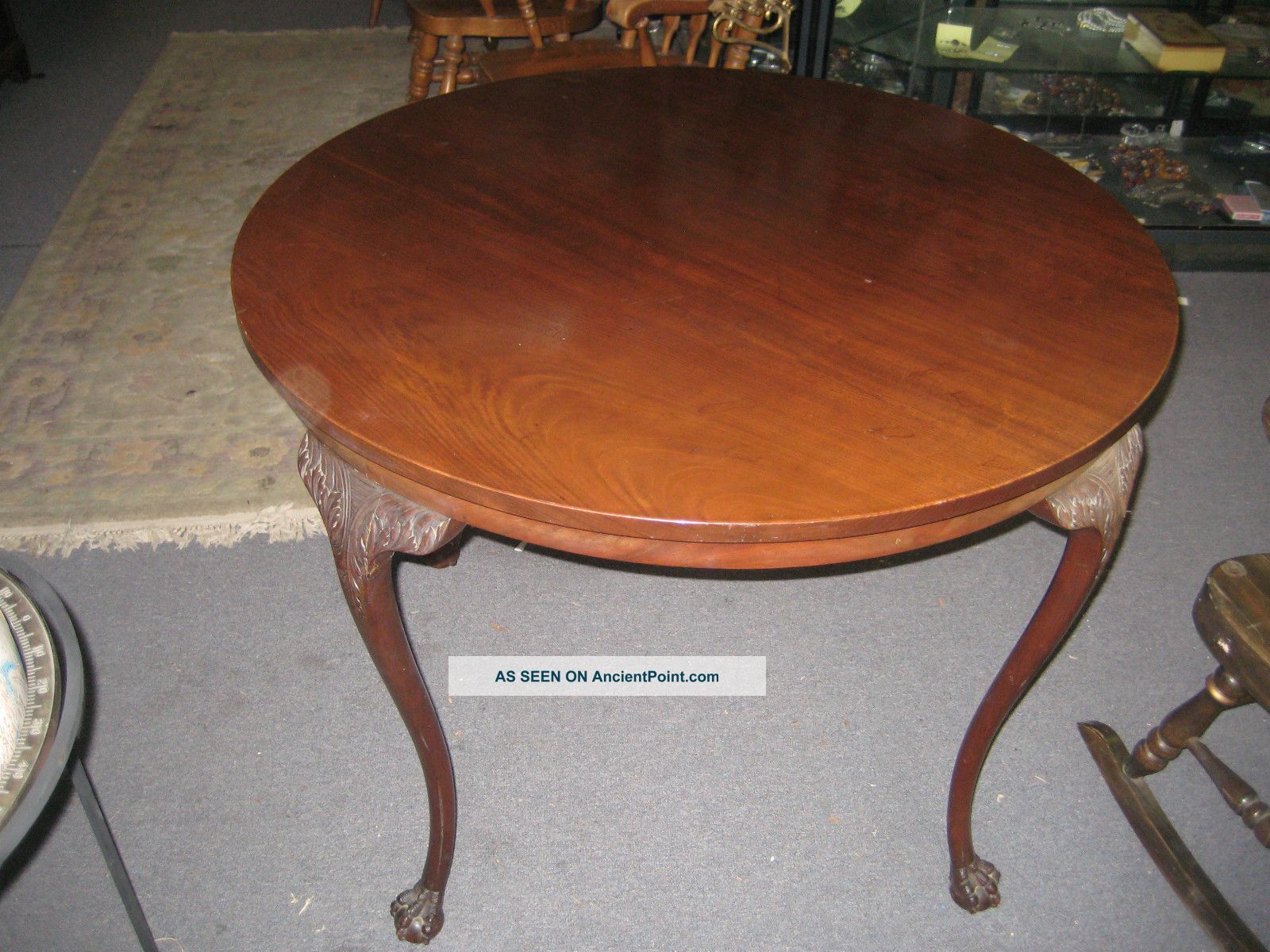 1856 Antique Round Table /ball In Claw/solid Walnut 1800-1899 photo