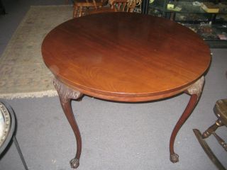1856 Antique Round Table /ball In Claw/solid Walnut photo