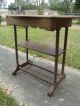 Antique Vtg Wood Tiered Occassional Decorative Table Unusual Turned Legs Unknown photo 5