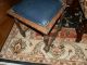 Amazing Antique Hand Carved Victorian High Back Chair W/dark Navy Blue Leather 1800-1899 photo 3