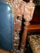 Amazing Antique Hand Carved Victorian High Back Chair W/dark Navy Blue Leather 1800-1899 photo 7
