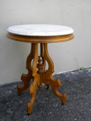1880 ' S Victorian Walnut Marble Top Side Table photo