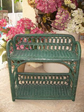 Antique Vintage Ornate Rattan Wicker Shelve Counter Or Wall Home Decor Accent photo