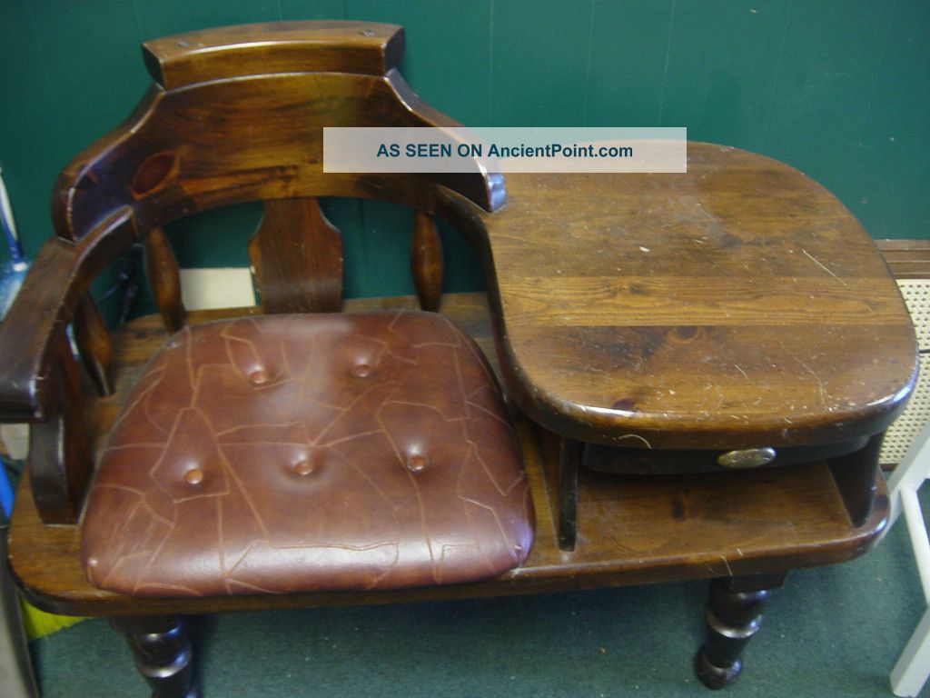 Unique & Rare Telephone Seat With Table Draw 1900-1950 photo
