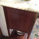 French Inlaid Mahogany & Marble Top Side Cabinet Table 1900-1950 photo 2