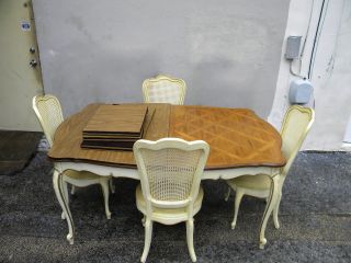 French Parquet Dining Table With 4 Chairs By Thomasville 1494 photo