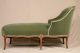 Green Velvet French Louis Xv Antique Style Chaise Lounge Settee Loveseat Sofa 1900-1950 photo 3