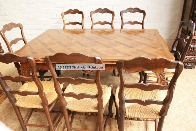 French Country Dining Room 8 Chairs Big Table Circa 1920