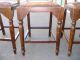 Three Brown Leather Spanish Style Bar Stools Bench Stools Post-1950 photo 7