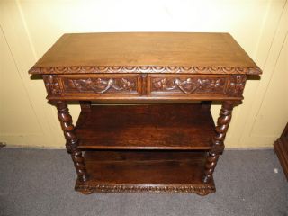 French Hunt Server Solid Oak 19th Century photo
