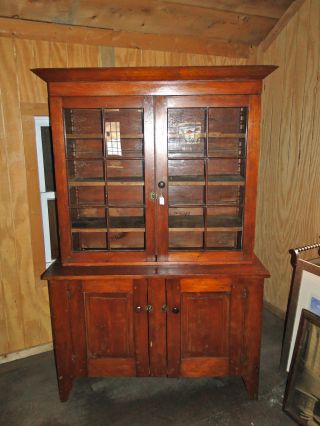 Period Country Cabinet With 6 Pane Glass Doors photo