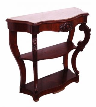 Victorian Renaissance Revival Marble Top Carved Mahogany Console Table photo