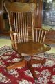 American Antique Golden Oak Rolltop Desk Swivel Arm Chair Carved 19th Century 1800-1899 photo 2