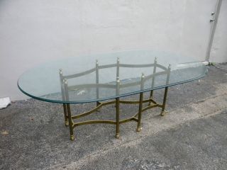 Mid - Century Long Brass Glass Top Dining Table 2313 photo