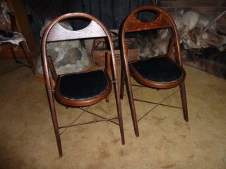 2 Wooden Folding Chairs J.  P.  Redington Company Challenger Chair Scranton,  Pa photo
