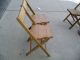 2 Vintage Solid Wood Folding Chairs Retro Decorative Accent Church School Post-1950 photo 4