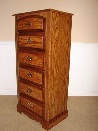 Oversized Lingerie Chest,  Oak Finish,  6 Drawers,  Lehigh Furniture Company,  Clean photo