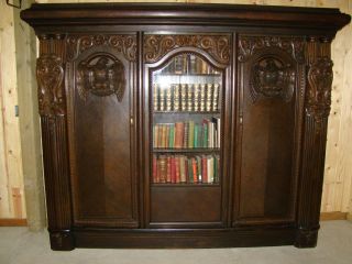 The Best Large Oak German Bookcase With Wonderful Carved Eagles photo