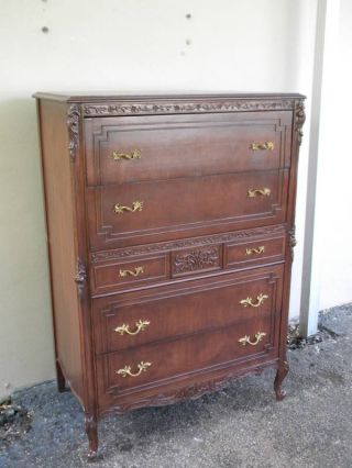 French Hand Carved Mahogany Chest Of Drawers photo
