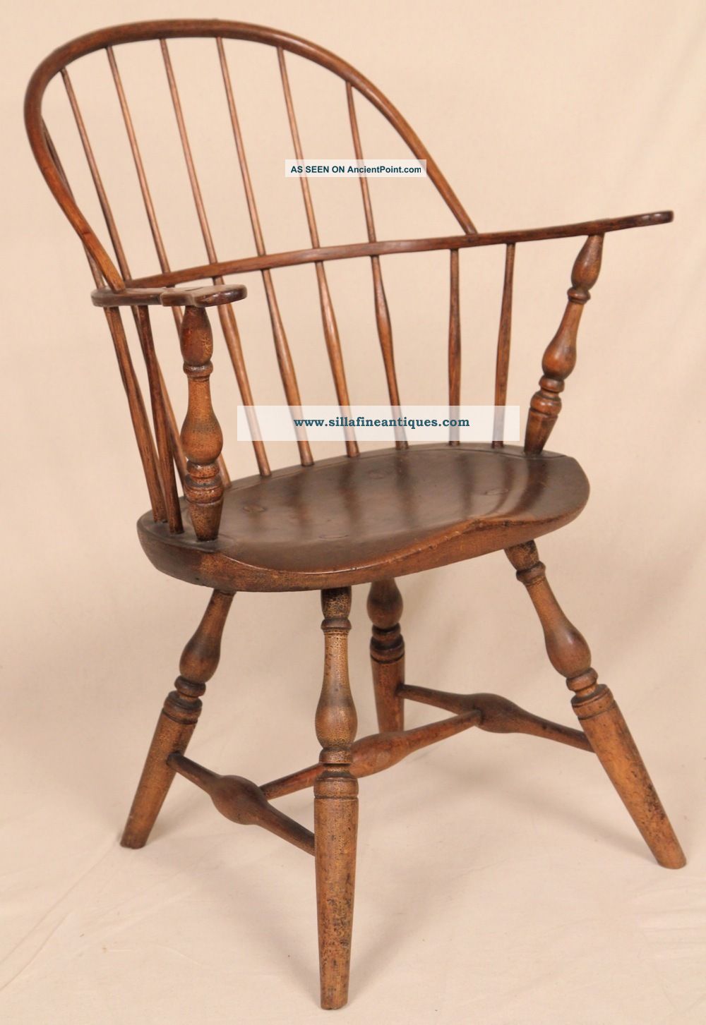 18th Century American New England Windsor Sack Back Antique Arm Chair C.  1770 Pre-1800 photo
