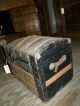 Antique Saratoga Humpback Wood Slat Metal Steamer Round Trunk 1900-1950 photo 8