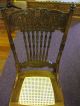Antique Oak Chair Cane Double Devil Pressback Griffins? Made In Usa 1900-1950 photo 7