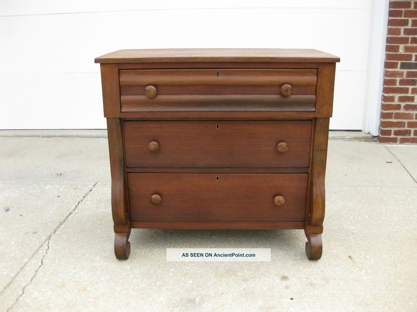 Walnut 3 Drawer Dresser 1900-1950 photo