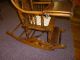 Antique Oak High Chair / Rocker Pressed Back / Cane Seat Childs Made In Usa 1900-1950 photo 6