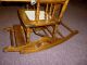 Antique Oak High Chair / Rocker Pressed Back / Cane Seat Childs Made In Usa 1900-1950 photo 8
