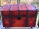 Antique Domed Topped Jenny Lind Steamer Trunk Wood Brass & Iron 1800-1899 photo 2