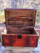 Antique Domed Topped Jenny Lind Steamer Trunk Wood Brass & Iron 1800-1899 photo 6