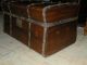 Antique Stagecoach Jenny Lind Wood Trunk With Metal Rivets And Bands 1800 ' S 1900-1950 photo 1