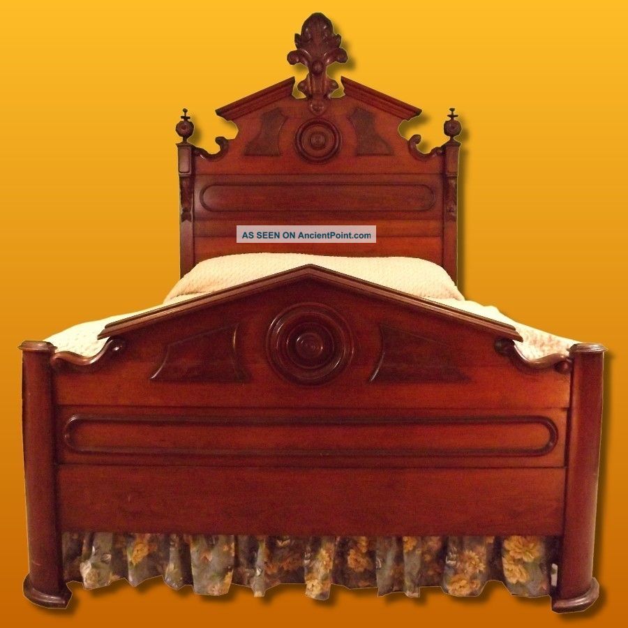 Abraham Lincoln Hand - Carved Walnut Bed 1800-1899 photo